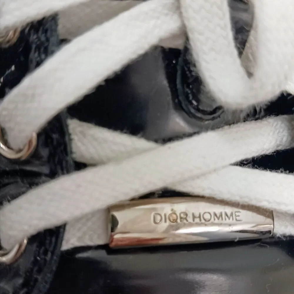Christian‎ Dior Homme Patent Leather Trainers Men Sz 9 BLACK Red White Luxury